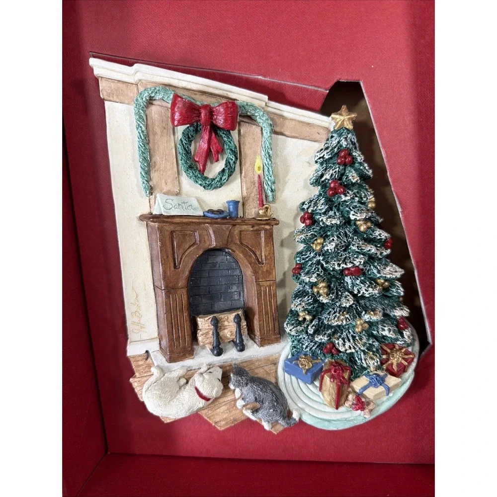 Fireplace Tree Michaels Ltd Classic Memories‎ 3D Sculptured Plaque 1995 Vtg Read